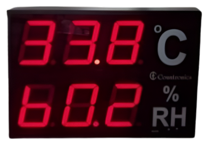 Wall Mounted Humidity and Temperature Indicator, Red Led 4” height Jumbo display
